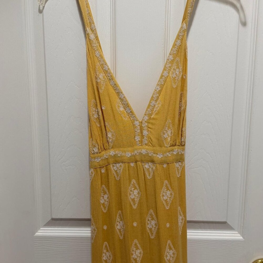 Anthropologie Raga Summerland Cross Back Boho Maxi Dress Marigold Yellow size S - Picture 3 of 5